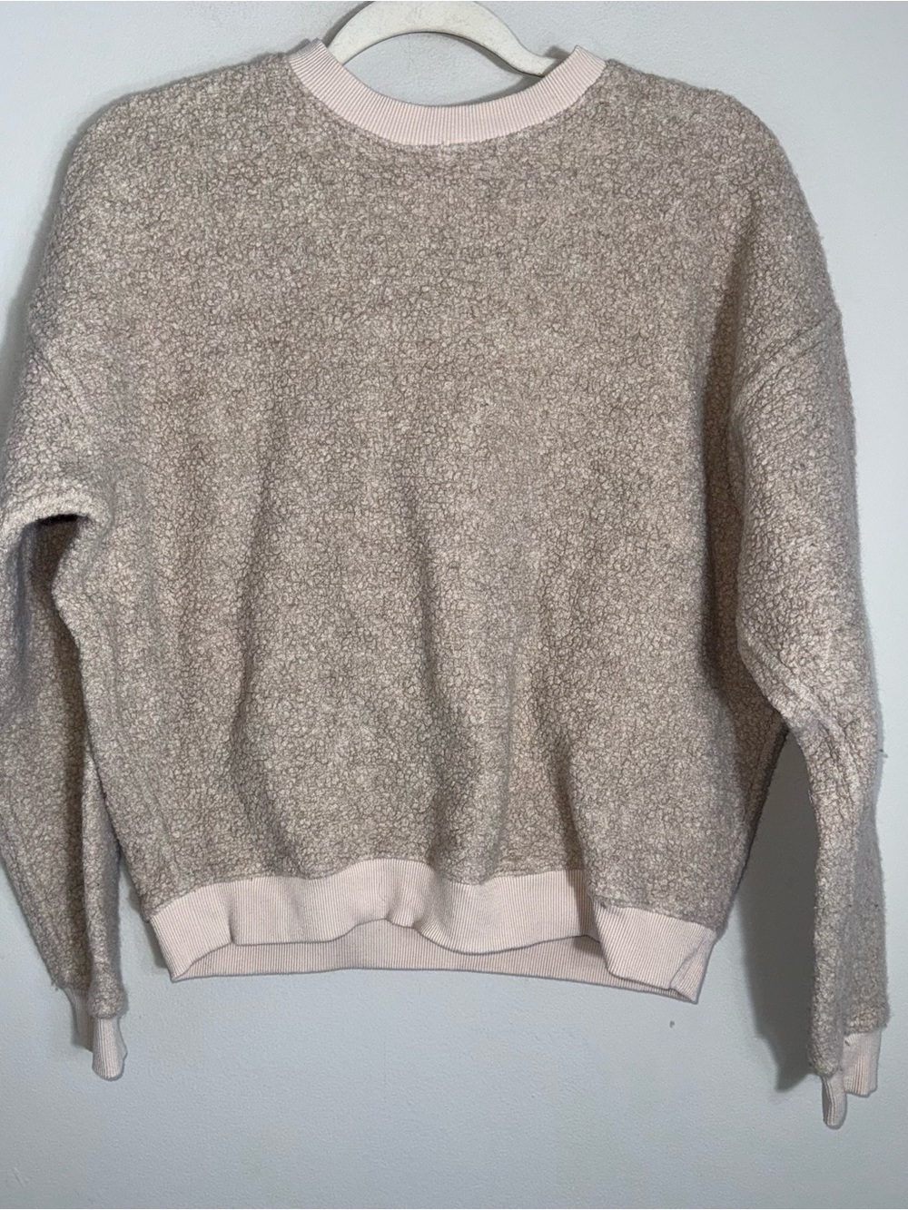 Outdoor Voices MegaFleece Crewneck Pullover-Textured Wool Blend-Tan-Small